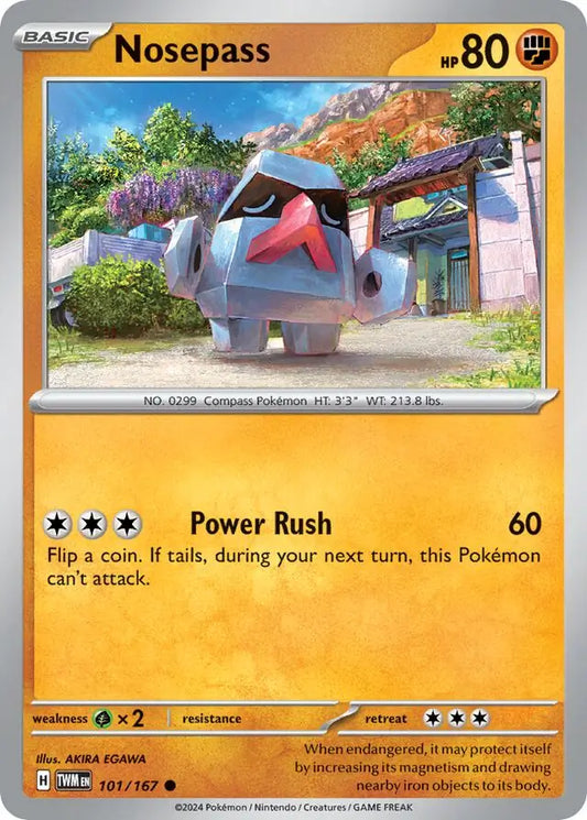 101/167 Nosepass Twilight Masquerade Pokémon Card