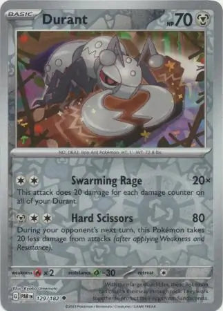 129/182 Durant Reverse Holo Paradox Rift Pokémon Card
