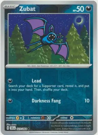 027/064 Zubat Reverse Holo Shrouded Fable Pokémon Card
