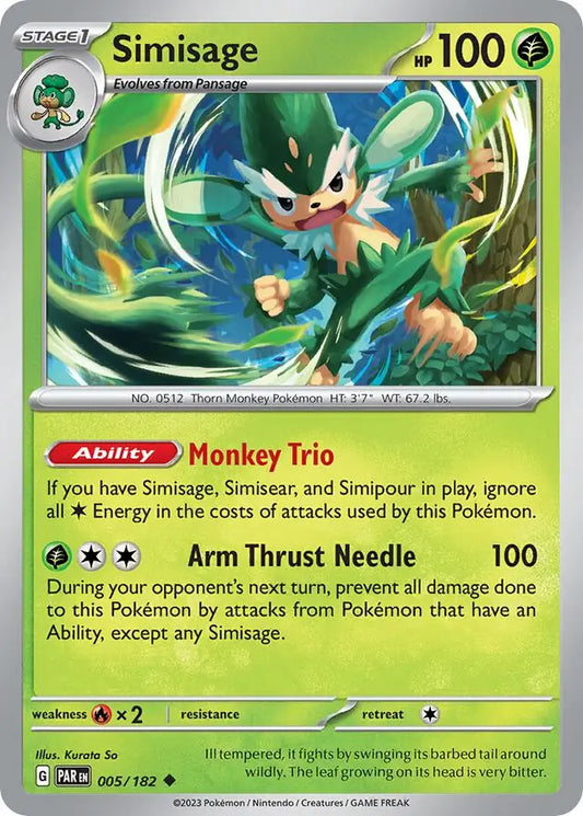 005/182 Simisage Paradox Rift Pokémon Card