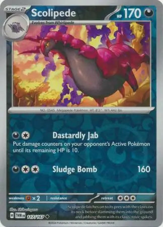 117/167 Scolipede Reverse Holo Twilight Masquerade Pokémon Card