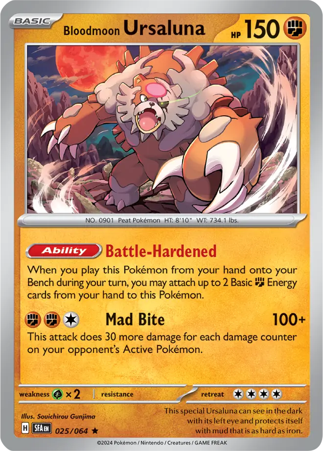 025/064 Bloodmoon Ursaluna Shrouded Fable Pokémon Card