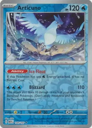 144/165 Articuno Reverse Holo 151 Pokémon Card