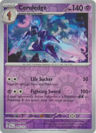 098/193 Ceruledge Reverse Holo Paldea Evolved Pokémon Card