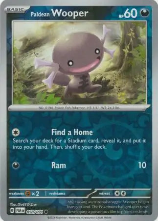058/091 Paldean Wooper Reverse Holo Paldean Fates Pokémon Card