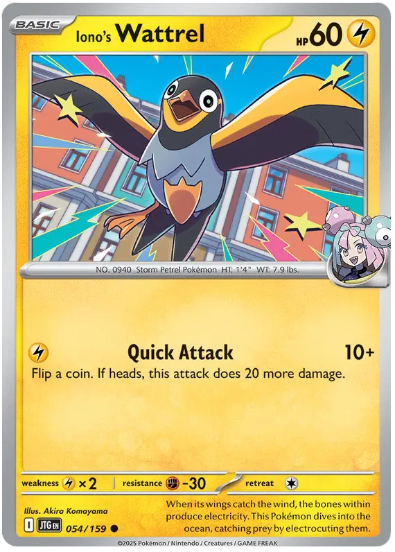 054/159 Iono's Wattrel Journey Together Pokémon Card