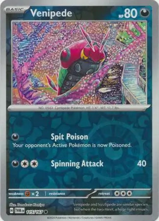 115/167 Venipede Reverse Holo Twilight Masquerade Pokémon Card