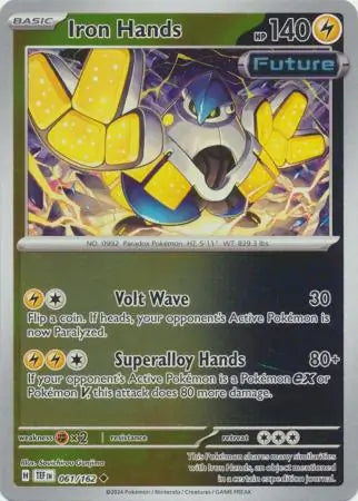 061/162 Iron Hands Reverse Holo Temporal Forces Pokémon Card