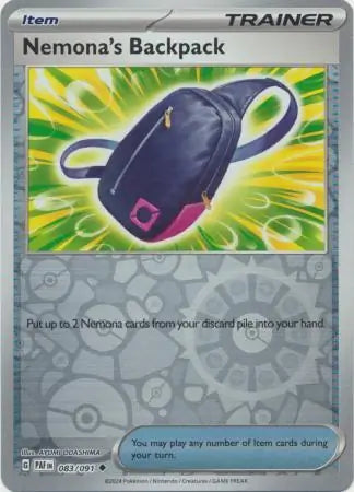 083/091 Nemona’s Backpack Reverse Holo Paldean Fates Pokémon Card