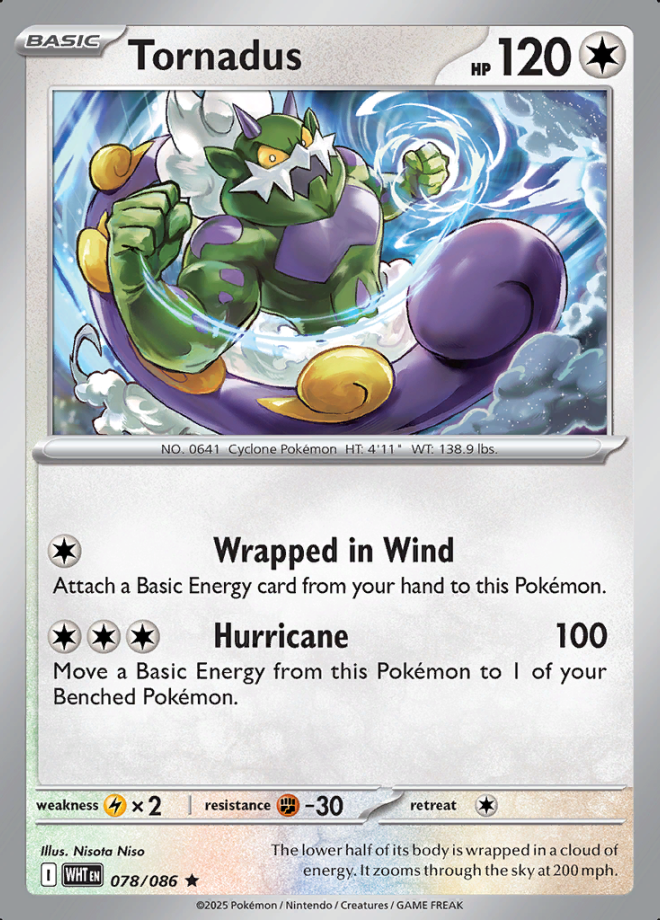 078/086 Tornadus White Flare Pokémon Card