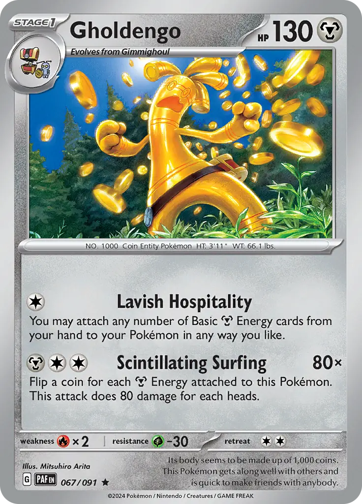 067/091 Gholdengo Paldean Fates Pokémon Card