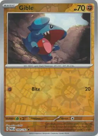 094/182 Gible Reverse Holo Paradox Rift Pokémon Card