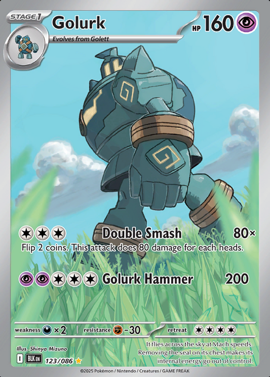 123/086 Golurk Illustration Rare Black Bolt Pokémon Card