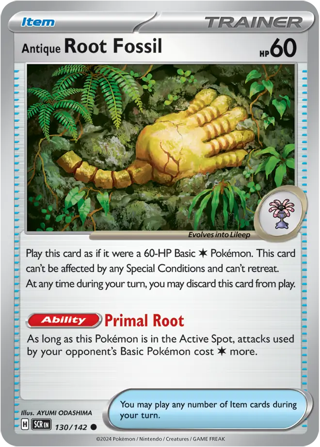 130/142 Antique Root Fossil Stellar Crown Pokémon Card