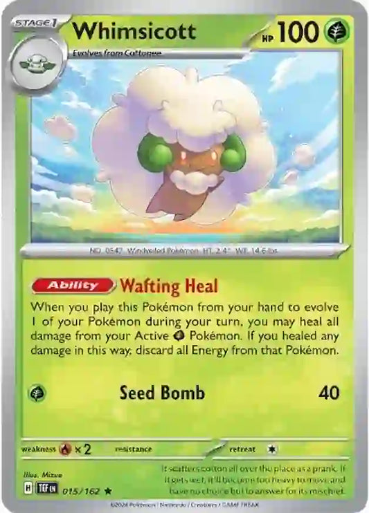 015/162 Whimsicott Scarlet & Violet Temporal Forces Pokémon Card