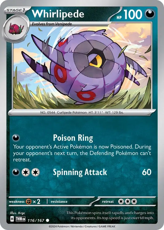 116/167 Whirlipede Twilight Masquerade Pokémon Card