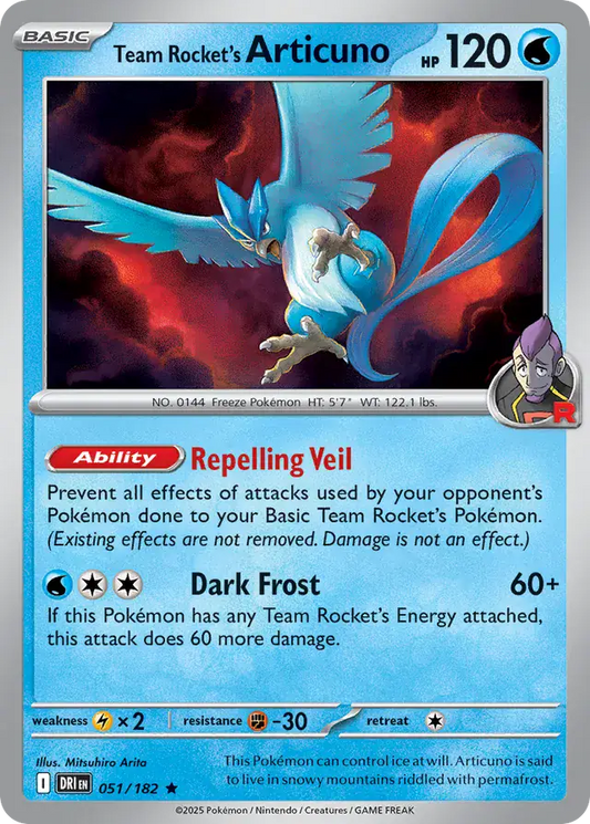 051/182 Team Rocket's Articuno Destined Rivals Pokémon Card