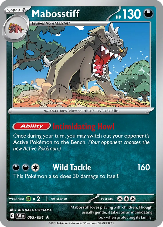 063/091 Mabosstiff Paldean Fates Pokémon Card