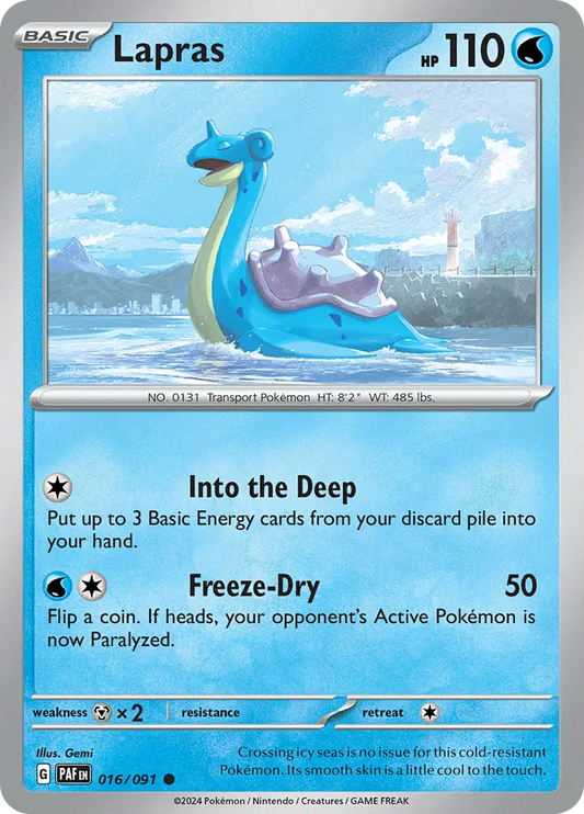 016/091 Lapras Paldean Fates Pokémon Card