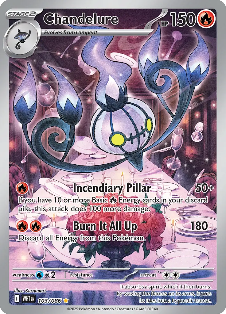 103/086 Chandelure White Flare Pokémon Card