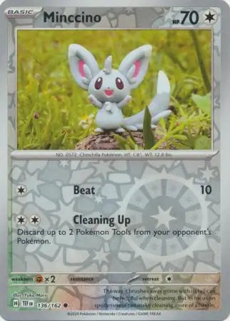 136/162 Minccino Reverse Holo Temporal Forces Pokémon Card