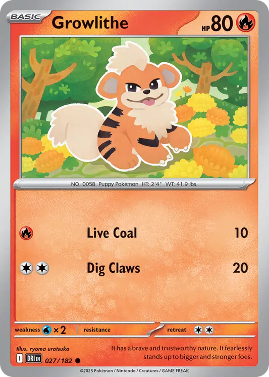027/182 Growlithe Destined Rivals Pokémon Card