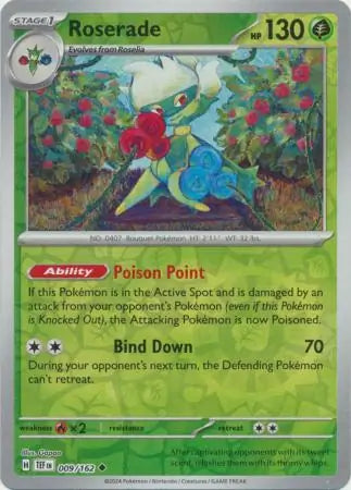 009/162 Roserade Reverse Holo Temporal Forces Pokémon Card