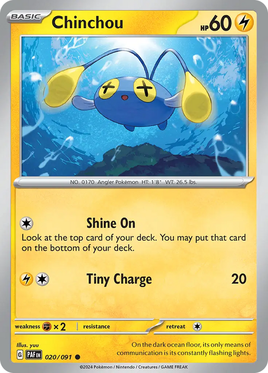 020/091 Chinchou Paldean Fates Pokémon Card