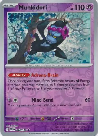 044/131 Munkidori Reverse Holo Prismatic Evolutions Pokémon Card