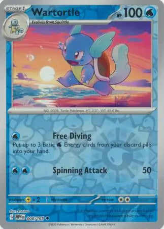 008/165 Wartortle Reverse Holo 151 Pokémon Card