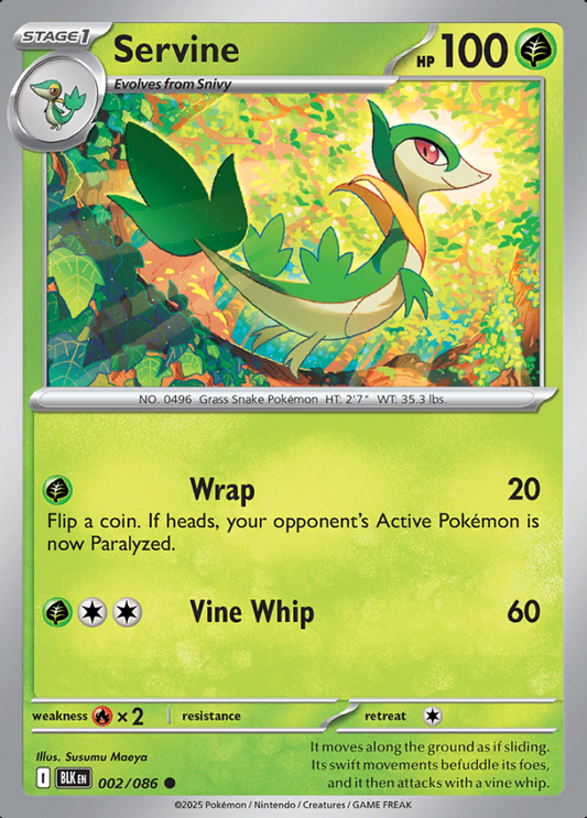 002/086 Servine Black Bolt Pokémon Card