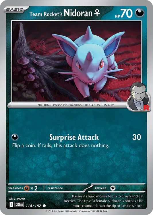 114/182 Team Rocket's Nidoran Destined Rivals Pokémon Card