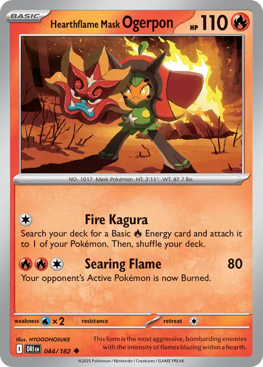 044/182 Hearthflame Mask Ogerpon Destined Rivals Pokémon Card