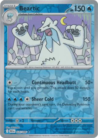 026/086 Beartic Reverse Holo Black Bolt Pokémon Card