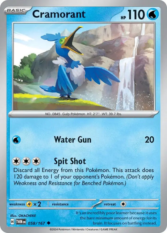 058/167 Cramorant Twilight Masquerade Pokémon Card