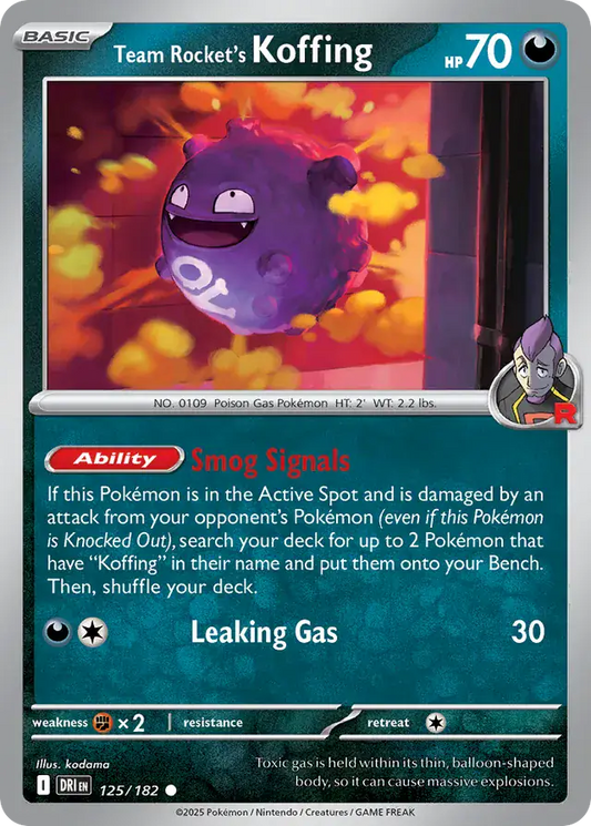 125/182 Team Rocket's Koffing Destined Rivals Pokémon Card