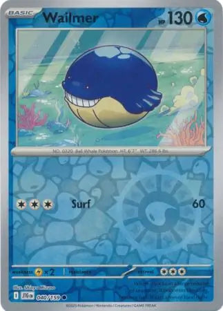 040/159 Wailmer Reverse Holo Journey Together Pokémon Card