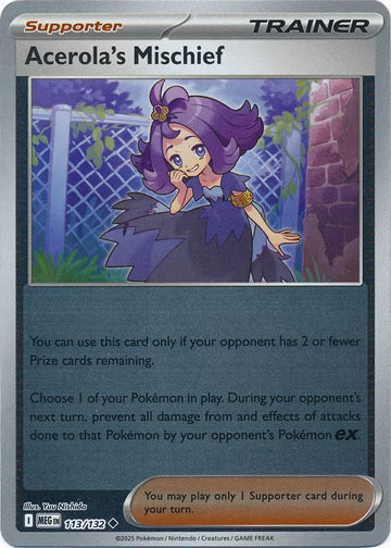 113/132 Acerola's Mischief Reverse Holo Mega Evolution Pokémon Card