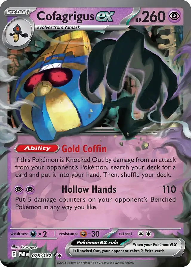 076/182 Cofagrigus ex Paradox Rift Pokémon Card