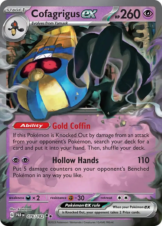 076/182 Cofagrigus ex Paradox Rift Pokémon Card
