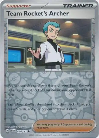 170/182 Team Rocket's Archer Reverse Holo Destined Rivals Pokémon Card
