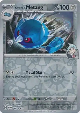 144/182 Steven's Metang Reverse Holo Destined Rivals Pokémon Card