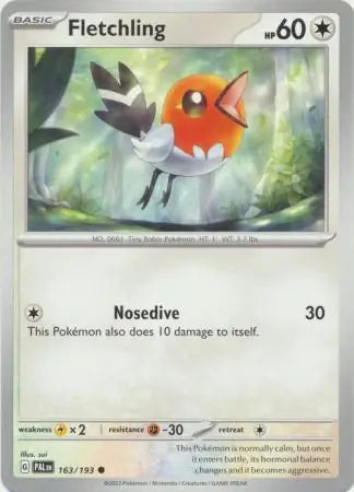 163/193 Fletchling Paldea Evolved Pokémon Card