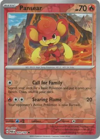 020/182 Pansear Reverse Holo Paradox Rift Pokémon Card