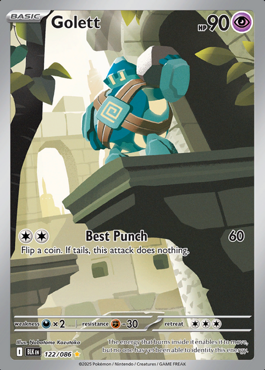 122/086 Golett Illustration Rare Black Bolt Pokémon Card