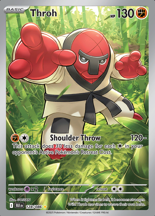128/086 Throh Illustration Rare Black Bolt Pokémon Card