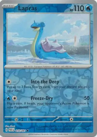 016/091 Lapras Reverse Holo Paldean Fates Pokémon Card