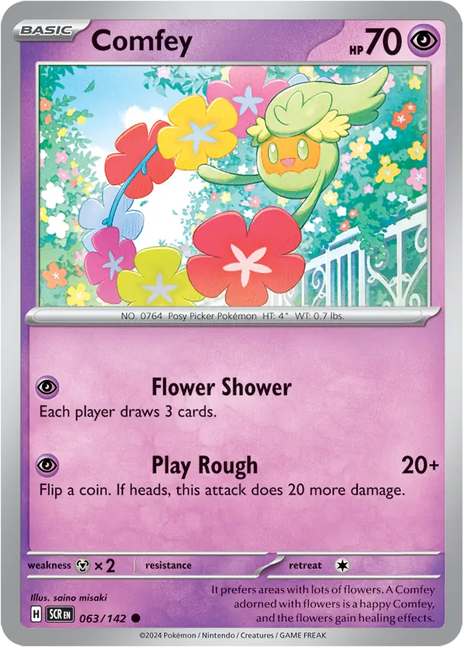 063/142 Comfey Stellar Crown Pokémon Card