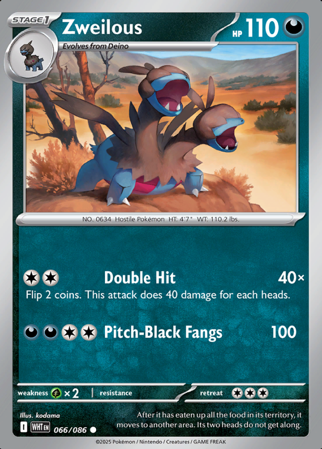 066/086 Zweilous White Flare Pokémon Card