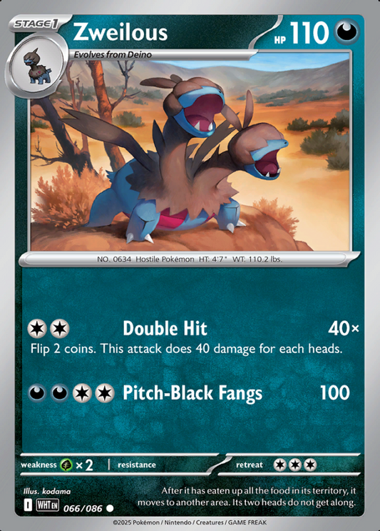 066/086 Zweilous White Flare Pokémon Card